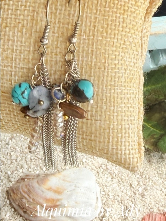 Alquimia Jewelry - TURQUOISE AND tassels | Shoulder duster earrings